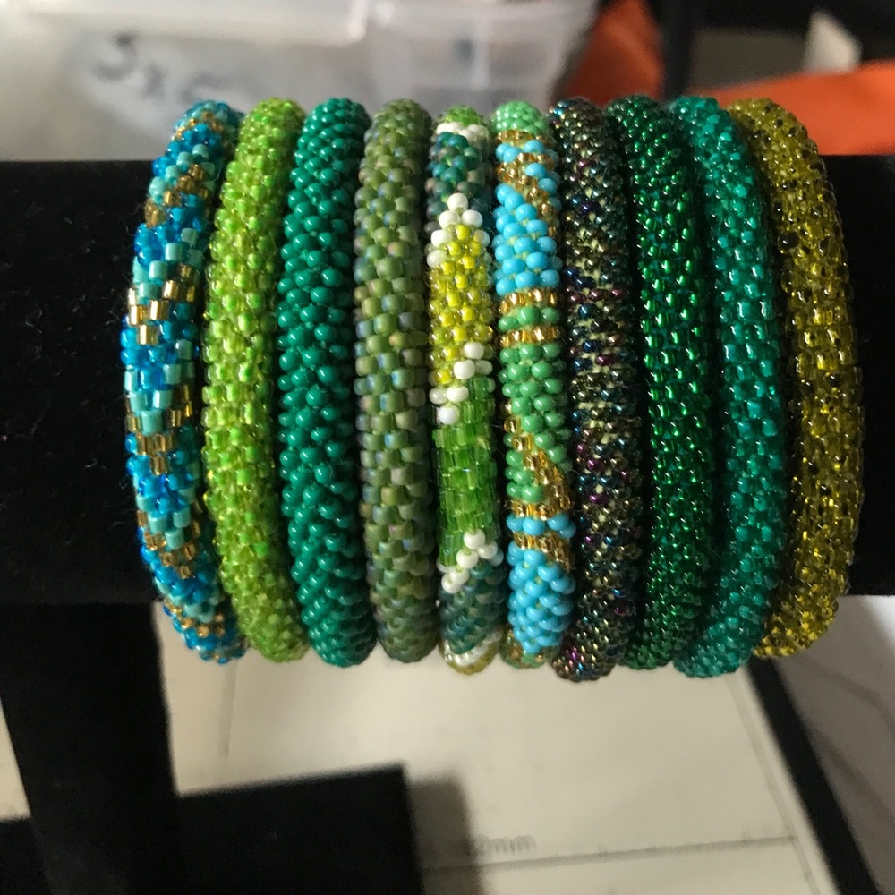Rolls on beaded bracelets